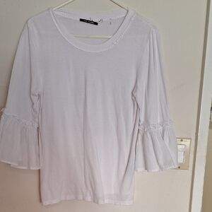 Kobi Halperin White Bell Sleeve Blouse Small Loose Fit